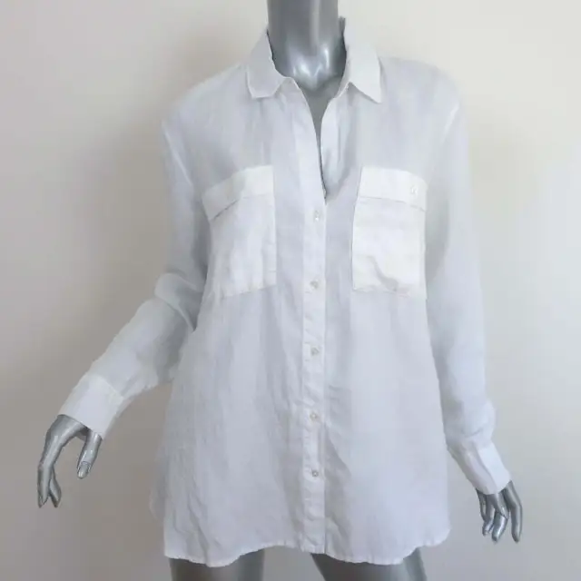 James Perse El Matador Shirt White Linen-Blend Size 3 Long Sleeve Top NEW