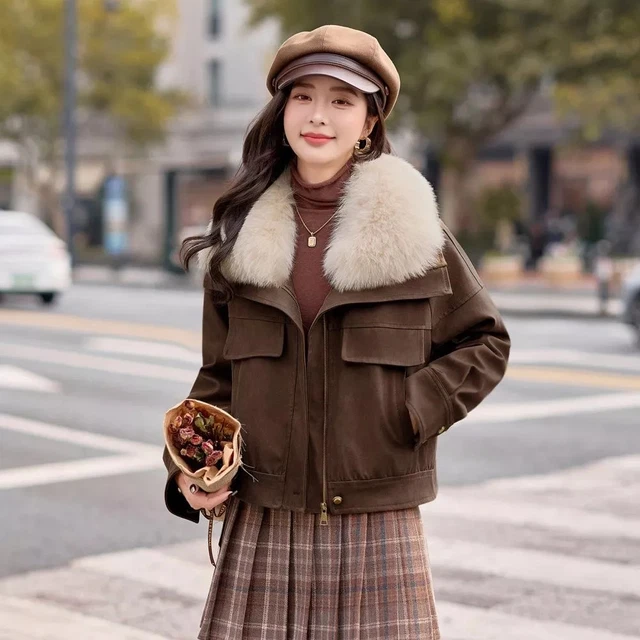 Veste Femme Marron Effet Cuir écologique - Capuche - Neuf Avec étiquettes