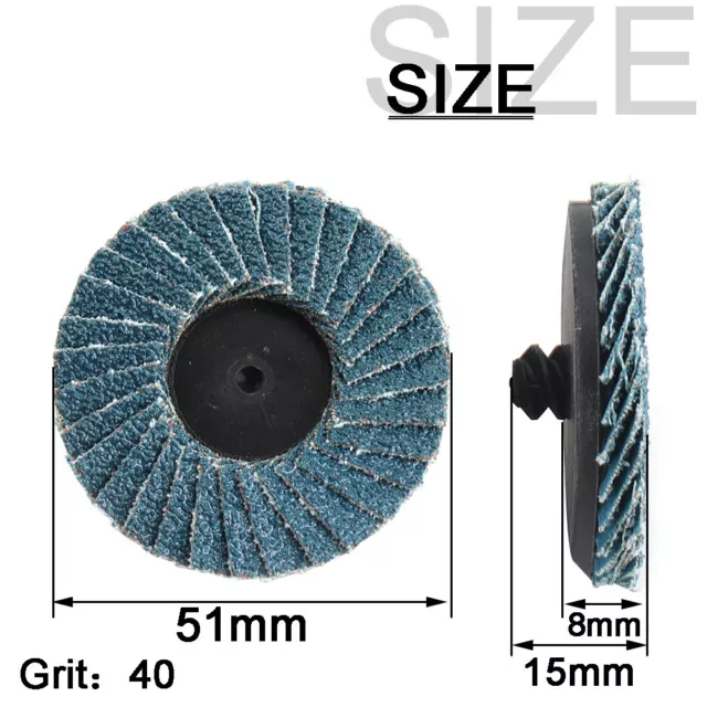 10PC 2" Zirconium Oxide R-type Flap Disc Sanding Wheel Threaded Twist Lock Disk 3