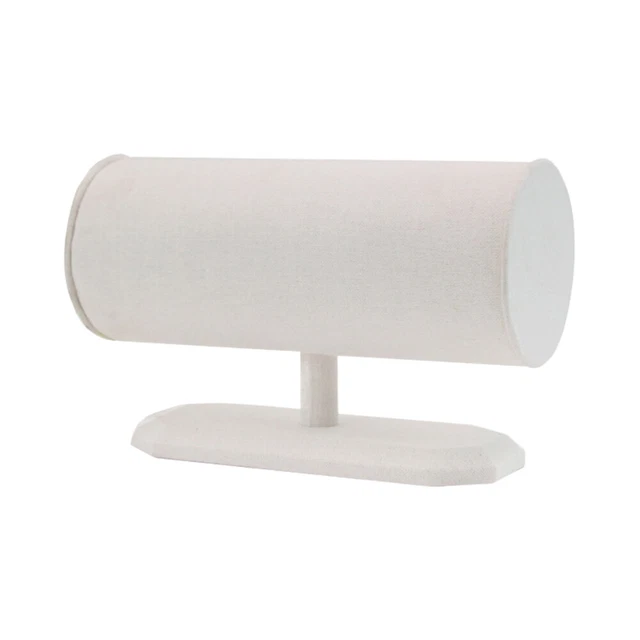 Soporte de diadema de lino para joyas de fieltro para relojes White