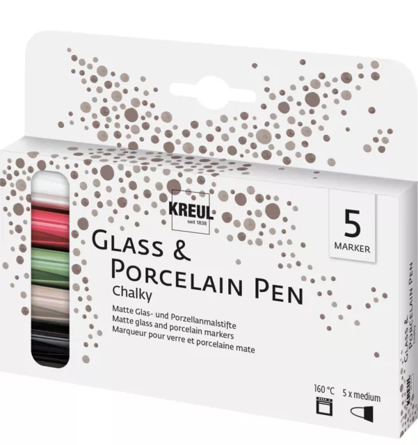 Kreul Glass & Porcelain Pen Set Chalky 6 Stück Tassen Teller  Vasen