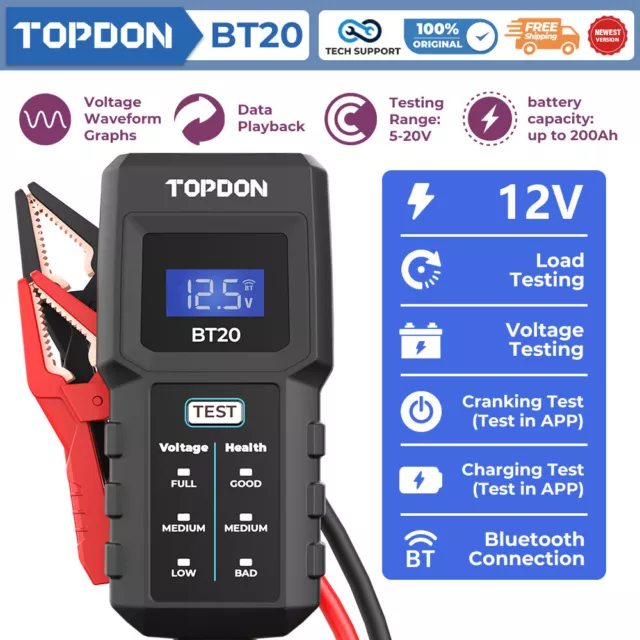 TOPDON BT20 Battery Load Tester Battery Analyzer 12V Mechanics Car Truck Repair