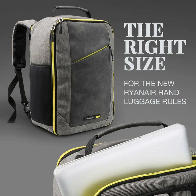 CABINE MAX MANHATTAN STOWAWAY XL 20L 40X25X20CM GRIS RYANAIR JAUNE