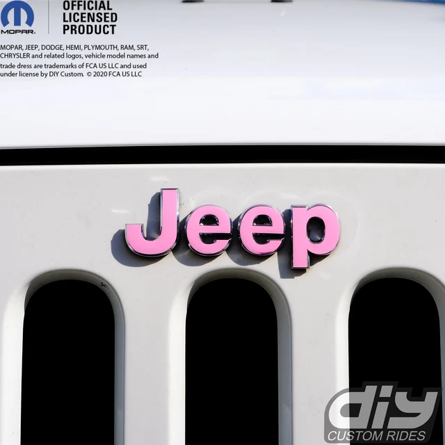 JEEP WRANGLER JK Grill Emblem Overlay Decals Satin Soft Pink Fits 2007