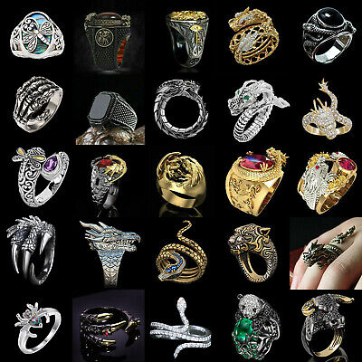 Fashion Viking Dragon Rings Men Hip Hop Punk Jewelry Ring Gift Size 6-13