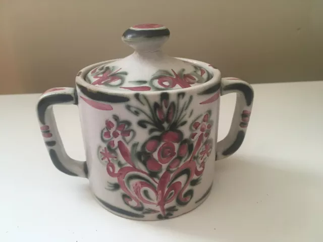 Pot fermé Keraluc Quimper grès vintage déco floral signé deux anses céramique XX