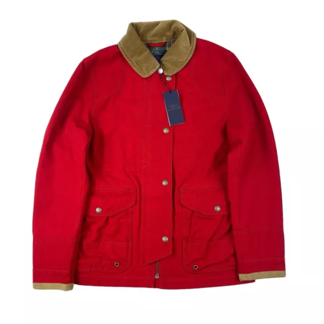 Polo Ralph Lauren Red Chore Canvas Corduroy Collar Barn Coat Size Boy L NWT 498$