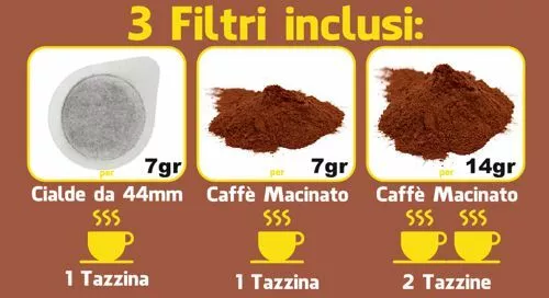 Macchina per Caffe Espresso e Cappuccino Cialde e/o macinato Erogazione AutoStop 2