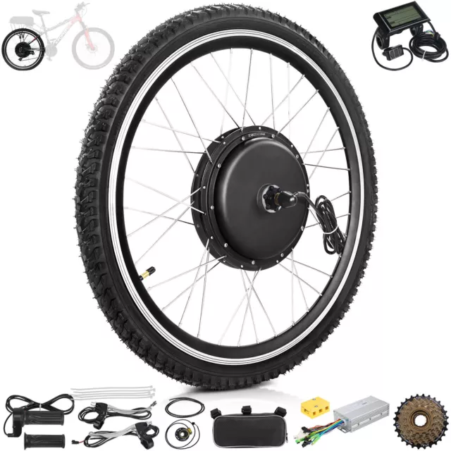 26" Electric Bicycle Motor Conversion Kit 48V 1500W Rear Wheel EBike w/LCD Meter