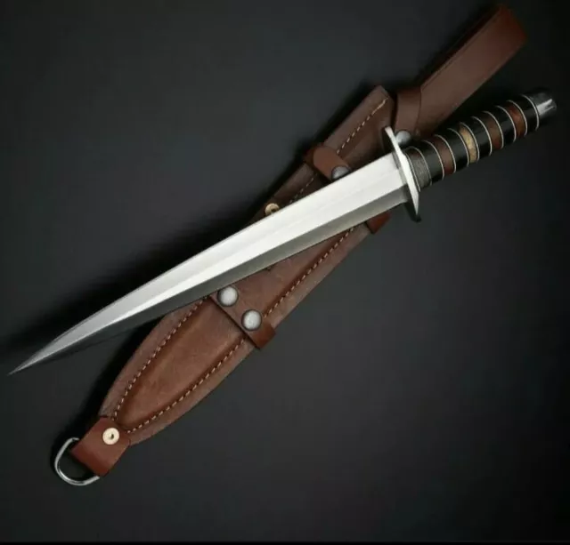 Arkansas Toothpick Custom Handmade D2 Steel Double Edge Hunting Survival Dagger