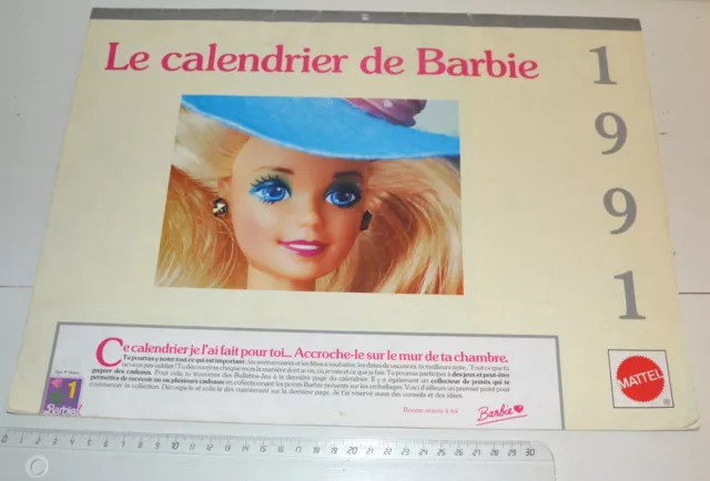 Ancien calendrier calendar poupées BARBIE 1991 Vintage MATTEL 2