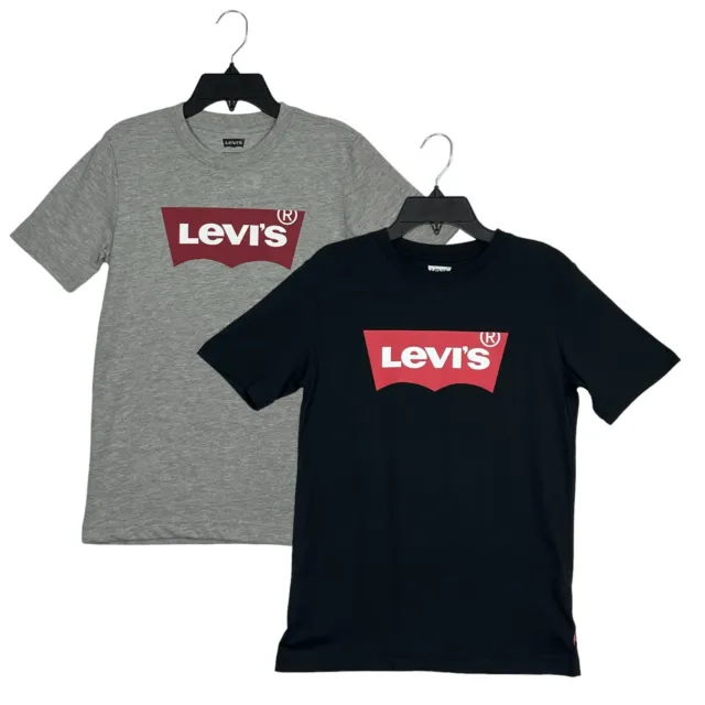 Levis Little Youth Boys CottonLogo Graphic T-Shirt Size S-L Black Gray Crew Neck