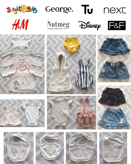 Baby girls clothes bundle size 3-6 months 19 items mixed items colours & brands