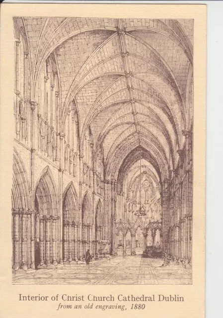 Vintage Colour Postcard of Interior of Christ Church Cathedral, Dublin