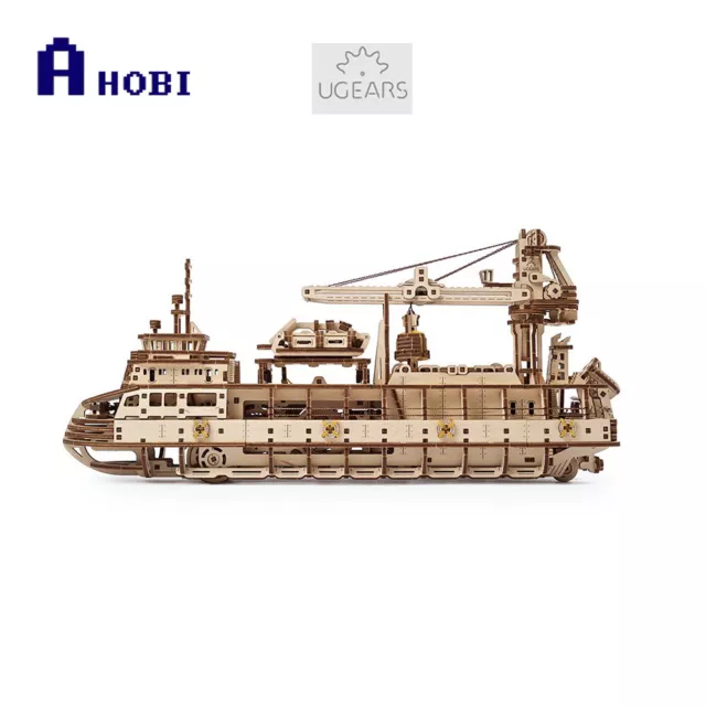 Ukraine Made UGears Research Vessel Wooden Mechanical Model Kit