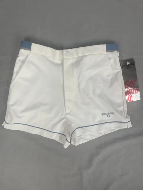 Vintage Spalding Shorts MEN'S 30 Tennis Short Shorts White Blue NWT 1970s