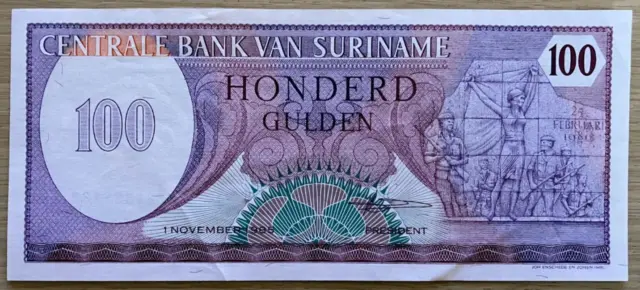 Suriname 100 Gulden 1985 Unc