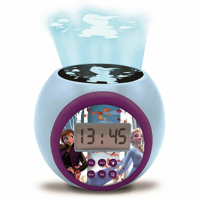 LEXIBOOK DISNEY FROZEN 2 Anna Elsa Projector Clock with,Night Light
