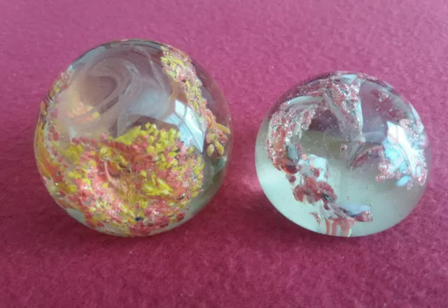 Floral Paperweights. 2 sizes. Delightful bursts of colour.  VGC . REDUCED