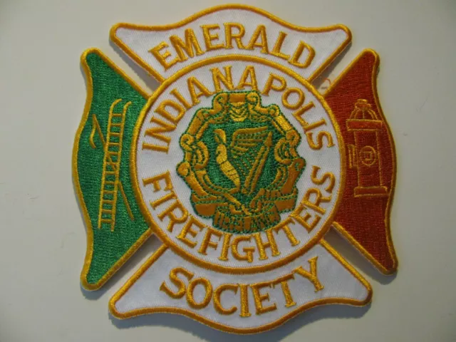 Indianapolis Indiana IN  Emerald Society Fire Rescue Dept Patch Iron On 4” Rare