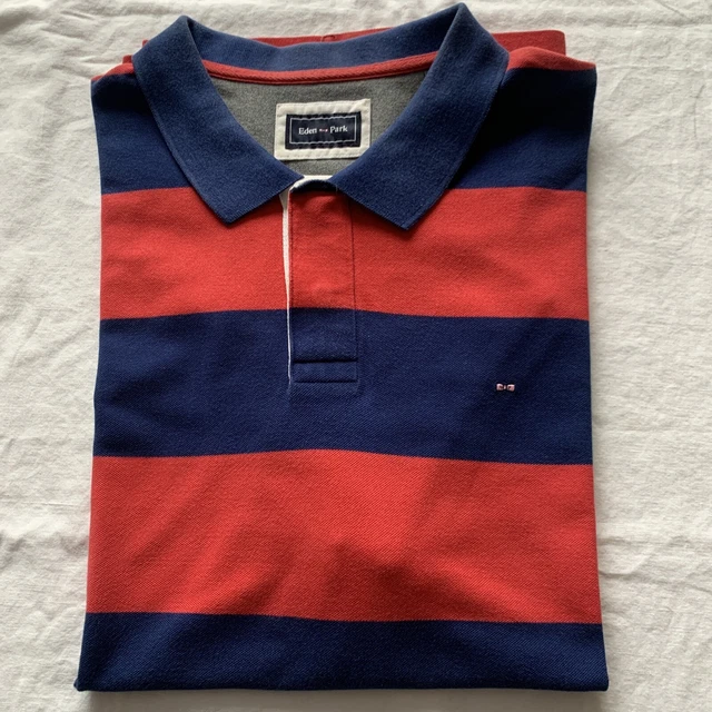 EDEN PARK POLO Ray Bleu et Rouge Homme Taille 2XL EUR 30 00
