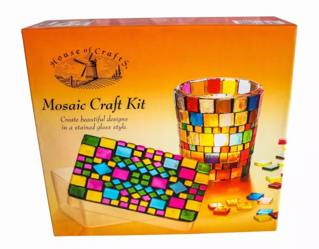 Kit piastrelle mosaico casa dell'artigianato vetro candela votiva e scatola portabicchieri set regalo 3