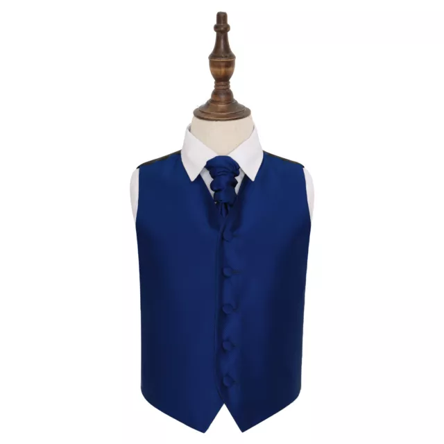 Set camice e cravatta da matrimonio blu reale a scacchi solidi per ragazzi di DQT