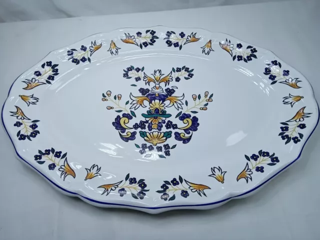Grand plat ovale faïence de Gien modèle Rouennais 24 création d’Art Limcolor