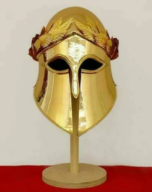 Medieval Greek Corinthian Helmet Museum Helmet 18 Gauge Steel Brass Coated Gift