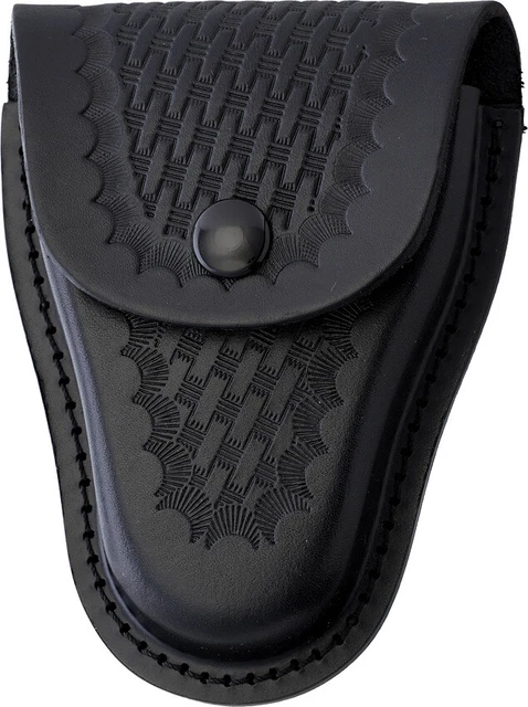 Sheaths SH1240 Black Basketweave Leather Handcuff Case