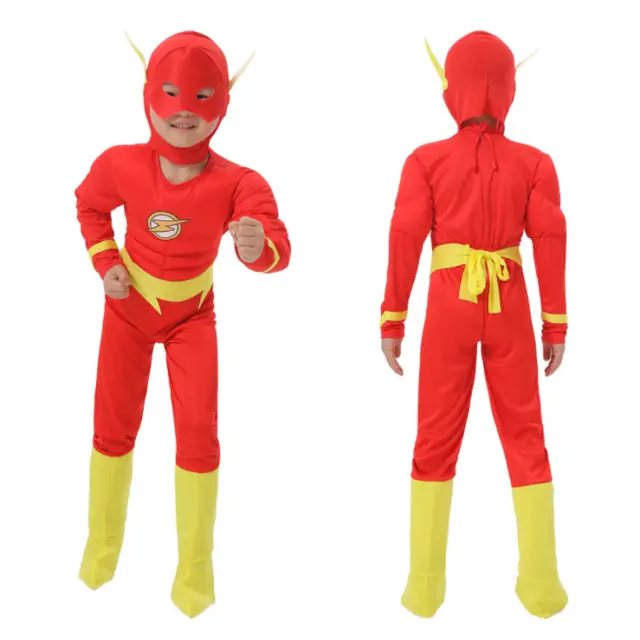 Kids Justice League Superhero The Flash Cosplay Costume Jumpsuit Outfit