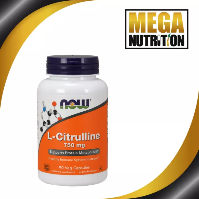 Now Foods L-CITRULLINE 750mg 90 Végétarien Capsules Système Immunitaire Sain