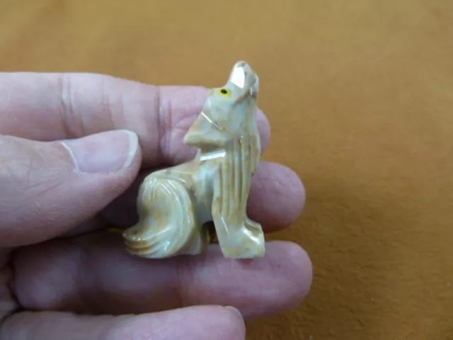 Y-COY-19) little yellow white COYOTE wolf wild dog SOAPSTONE stone PERU FIGURINE