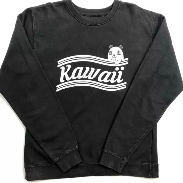 Kawaii Sweatshirt Womens Small Black Cute Japan Animal Fun Sweater Ladies