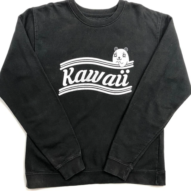 Kawaii Sweatshirt Womens Small Black Cute Japan Animal Fun Sweater Ladies