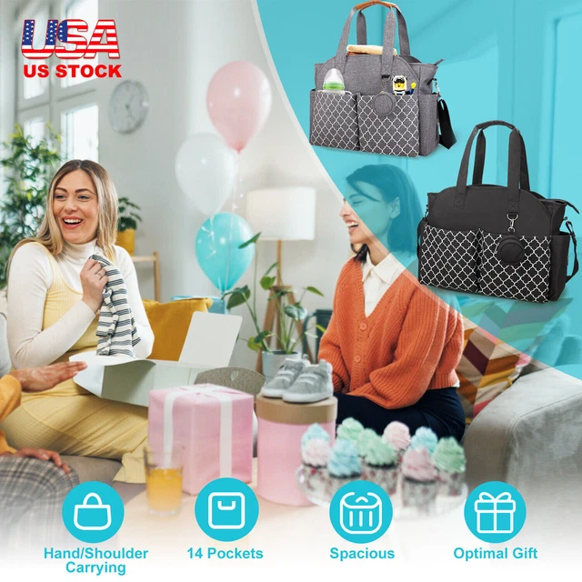 Mummy Baby Nappy Diaper Bag Maternity Tote with 14 Pockets Shoulder for Mom Dad