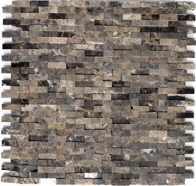 Azulejos de mosaico mármol piedra natural Splitface Emperador 3D marrón oscuro 40-3D76|1 estera