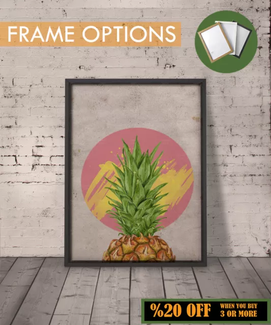 PINEAPPLE Wall Art Print Poster Minimalist Retro Home Decor Gift A3/A4 +FRAMES