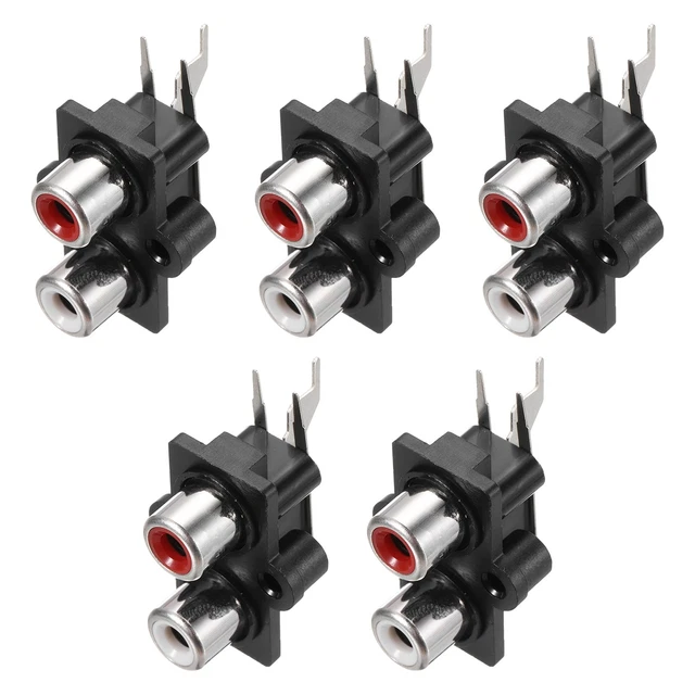 ERH India AV Concentric Outlet 4 RCA Female Jack 6 Pin Connector Socket Panel Mount-Black