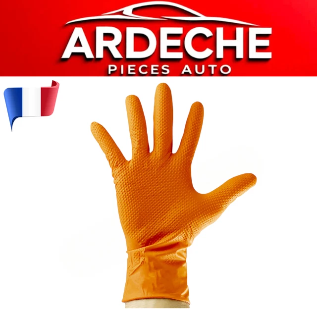 Lot De 10 Gants Jetables Orange En Nitrile, épais 7.0 Mil, Texture Diamant (JBM)