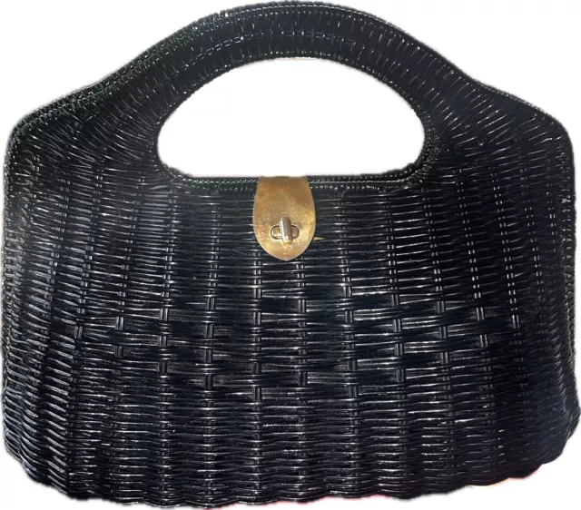 Rare 1960's MCM Gary Gail Exclusive Modern Black Wicker Purse / Bag, Holy Grail