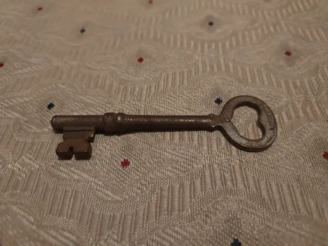 Corbin 'Heart' Loop Skeleton Steel Door Lock Key, Antique Vintage