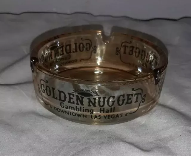 Vintage Golden Nugget Gambling Hall Las Vegas Nevada Glass Cigarette Ashtray