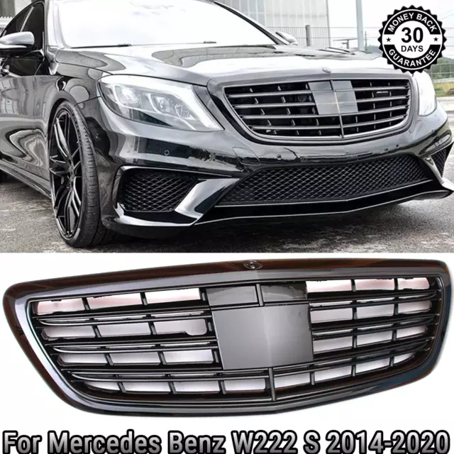 Black Front Grille For Mercedes Benz S-Class W222 S65 S400 S500 S560 Grill 14-20