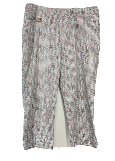 Lisette L Montreal Pants 16 Cropped capri Mosaic Print Stretch Pull On