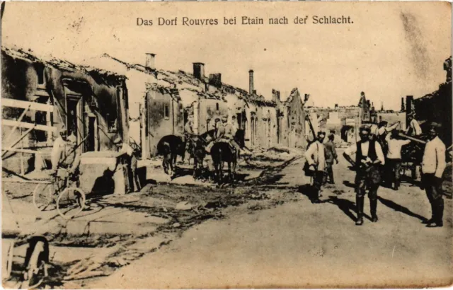 CPA Rouvres-en-Woevre - Rouvres bei Etain - Rue - Ruines - Soldiers (1037540)