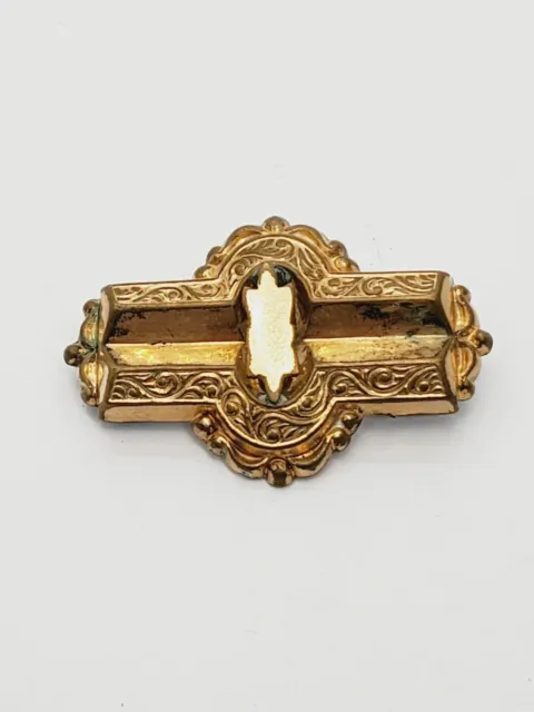 Antique Victorian Guilt Engraved Bar Brooch/Pin Gold Filled Etruscan 1800s(76)