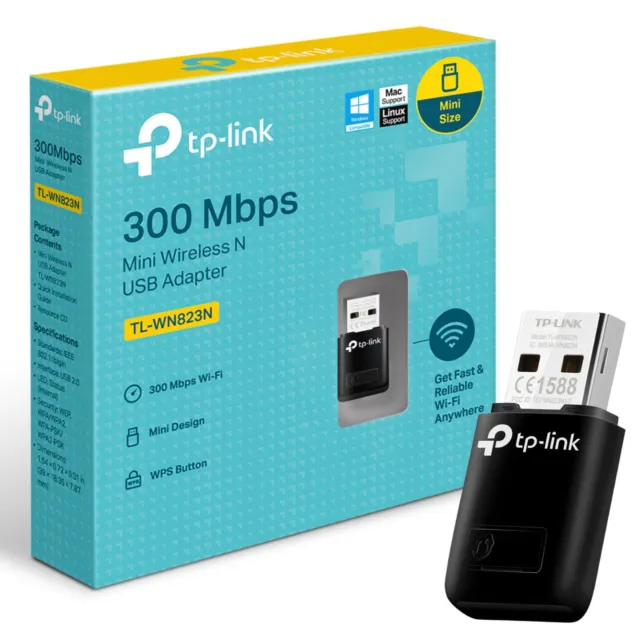 TP-Link 300Mbps Mini Wireless N USB WiFi Adapter, ideal for smooth HD video, voi