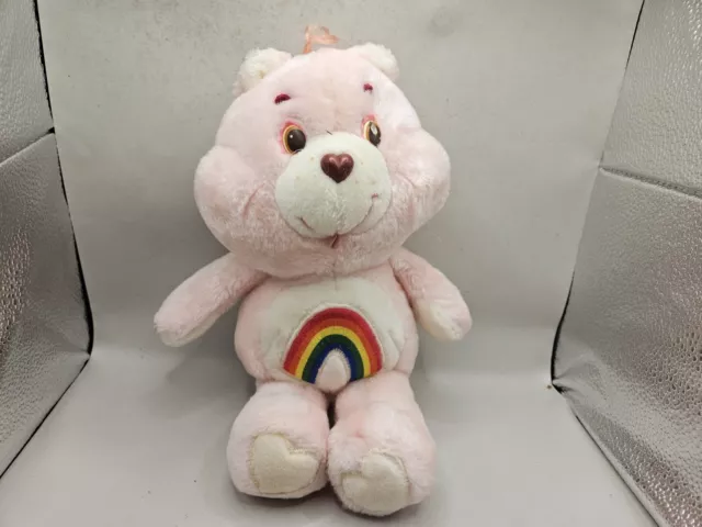 Vintage Care Bears Cheer Bear 13" Pink Rainbow Plush Stuffed Animal Kenner 1983