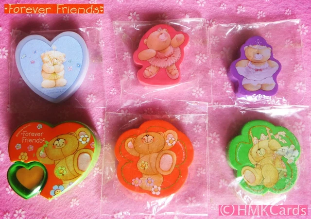 🧸 Vintage FOREVER FRIENDS bears orsetti Hallmark Gommine Gomme Eraser Temperino